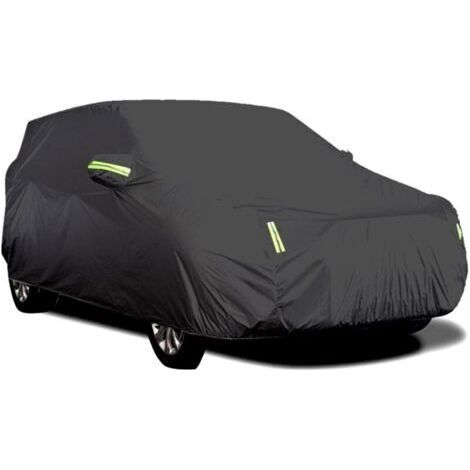Housse de voiture extérieure, respirante, anti-UV, résistante à la poussière et à la neige, avec boucle fixe, bande réfléchissante (Noir, 5.3 x 2 x 1,5 m)-Chrom (1/5)