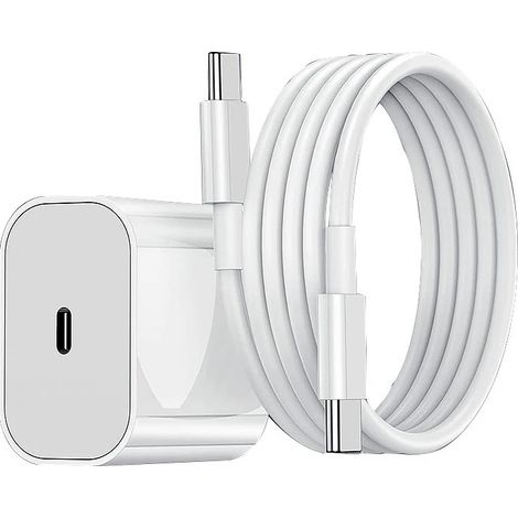 Lot de 4 chargeurs iPhone, adaptateur secteur USB-C 20 W + câble, kit de charge rapide, blanc (1/5)