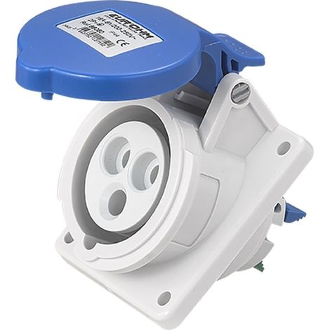 Socle de prise industrielle à encastrer à 20° IP44 - 2P+T - 16A - 230V AC - Eur'Ohm