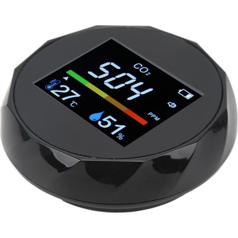Moniteur de CO2, dioxyde de carbone, température et humidité 3 en 1 - Détecteur de qualité de l'air portable ZN-2CO6 Noir (1/5)