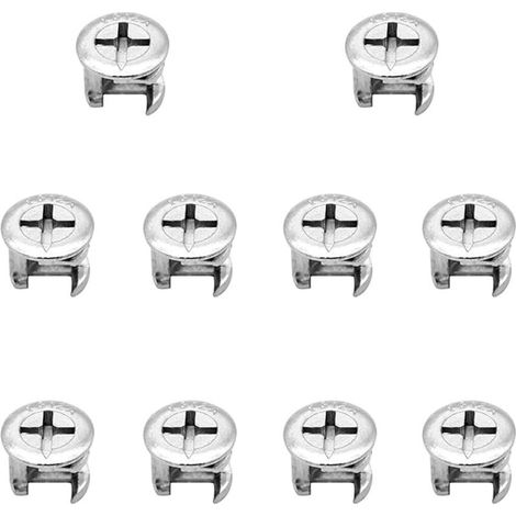 Bardusch - 10 pièces ton argent de diamètre tête en métal connecter came armoire meubles connecteur raccords à came connecteur commun écrou came serrure connecteurs électriques (1/5)