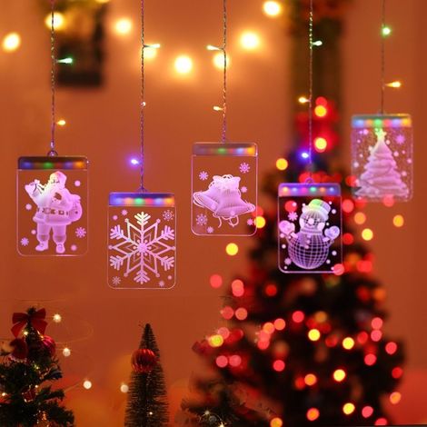 5 in 1 Rideau Lumineux 3D,USB cordes Guirlandes Lumineuses,Décoration Intérieur et Extérieur pour Fête Jardin Mariage Patio (Coloré) (1/5)
