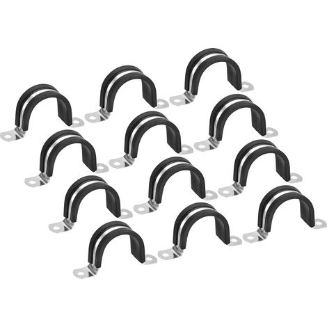 12pcs 38mm Collier de Serrage Caoutchouc Amorti 304 Inox Acier Attache Grillage Rigide Clip Fixation Sangle pour Tube Tuyau (1/5)