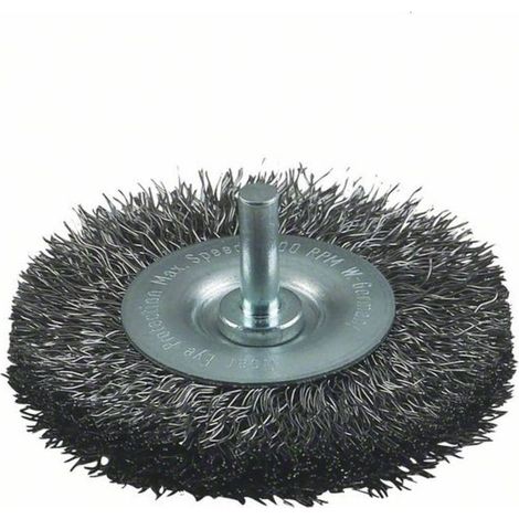 Bosch – Spazzola a disco filo ondulato 100 mm – 0,2 mm, 10 mm Ø gambo 6 mm – SKU 1609200274 – Per rimozione colorazioni su saldature