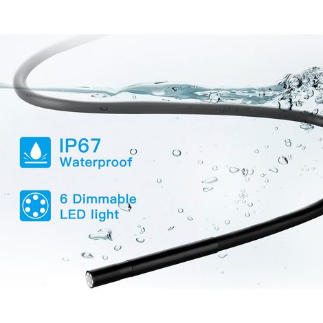 Endoscope industriel F220 5,5 mm avec caméra d'inspection WiFi intégrée, 6 LED, étanche IP67, compatible smartphones iOS/Android (1/2)