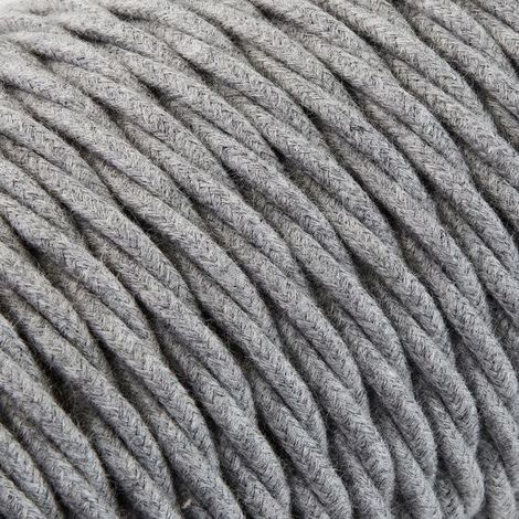 Câble Electrique Gris en Textile Torsadé 3x0.75mm² - Fil Electrique Tissu