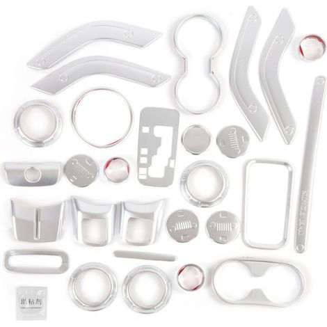 28pcs Car Toits Intérieurs Kit de Décoration du Volant Console Console Poigure Poigure de la Climatisation Tapisseur de Tasse de Tasse D'engrenage pour JK JKU 2 4 PORTE 2011-2018. (1/5)