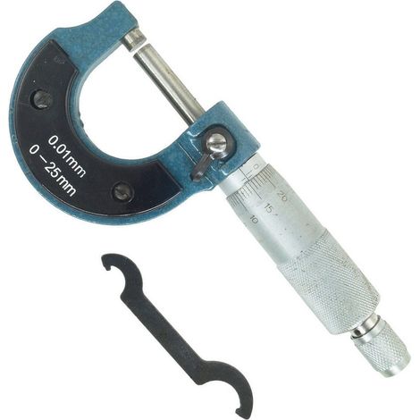 TrAdE Shop Traesio - Micrometro Spessimetro Centesimale Analogico Acciaio Per Esterni 0-25mm 0.01 Mm - (1/5)