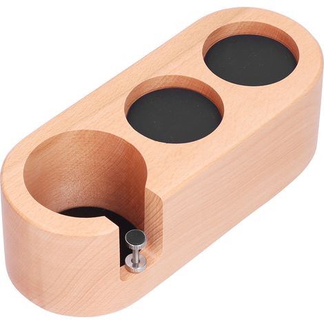 Support de porte-filtre à café 3 trous, support de tasseur en bois, station de tassage avec tapis antidérapant (1/5)