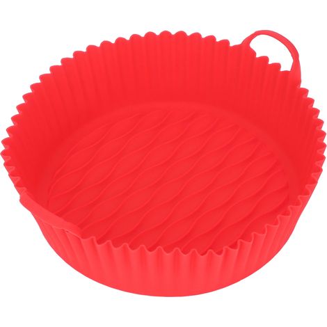 Lot rond en silicone alimentaire réutilisable pour friteuse, antiadhésif, compatible lave-vaisselle micro-ondes four, rouge (1/5)