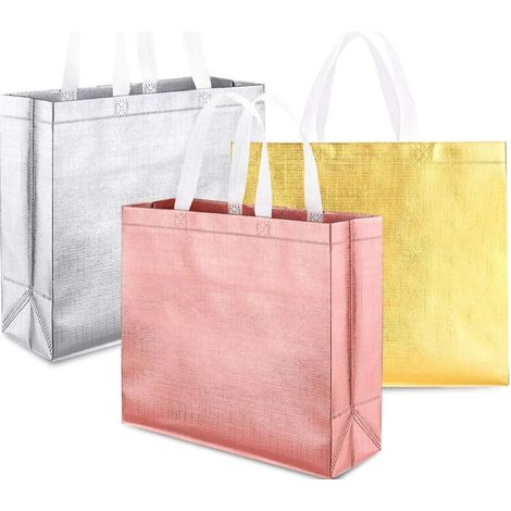 Lot de 12 sacs à provisions brillants réutilisables -Tricolore (1/4)