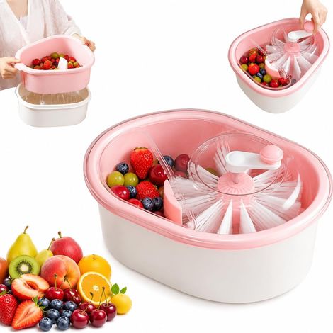 Machine à laver pour fruits et légumes, nettoyeur de fruits avec bol et brosse, outil de nettoyage des aliments portable avec système de drainage (1/5)