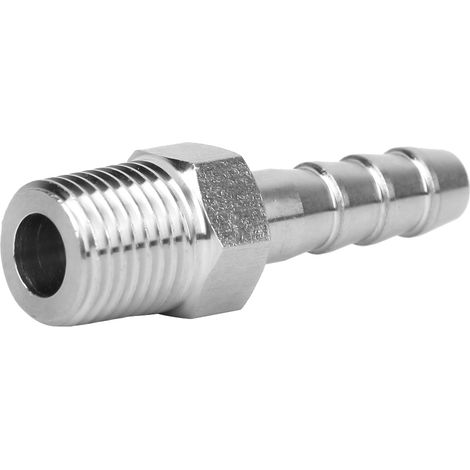 2 pièces Connecteur mâle fileté BSPT en acier inoxydable 1/4 po, raccord rapide à barbes (BSPT 1/4-8 mm) (1/5)