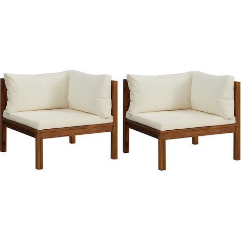 Maison Exclusive - Divani Angolari 2 pz con Cuscini Bianco Crema Massello Acacia (1/5)