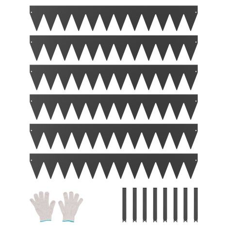 Borde de Acero Galvanizado para Paisajismo, 1016 x 152,4 x 1,5 mm, 6 Piezas de Borde de Metal Resistente a la Oxidación, Divisor de Camino de Jardín para Parterres de Flores, Césped, Negro (1/5)