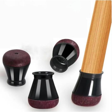 20Pcs Protection Pieds Chaise Silicone Noir 20-30mm - Capuchons avec Revêtement Feutre Anti-Rayures Protège-Sol (1/4)