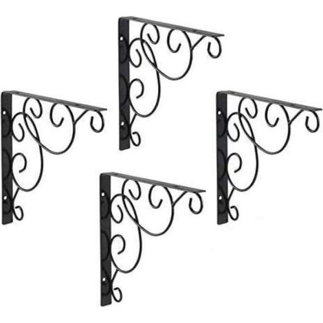 4 Supports étagère triangulaires, métal fer forgé, 20x20cm, pour cuisine salle de bain salon (1/4)