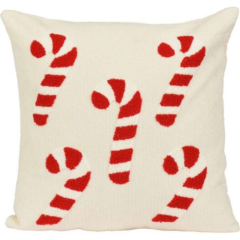 Decoris Cuscino Natalizio 45x45 cm Bianco con Bastoncini di Zucchero