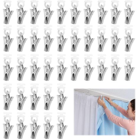 Lot de 100 crochets pour rideaux avec roulettes, anneaux de rideaux pour rails (1/5)