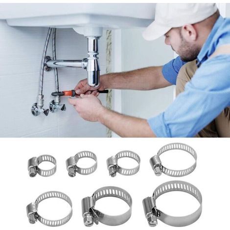 60 Pièces Collier Serrage Inox 8-38mm Colliers de Serrage Acier Réglable Tuyau Clips Ajustable Assortiment de 7 Tailles pour Famille Tuyau d'Eau Réservoir Tube d'Automobiles (1/3)