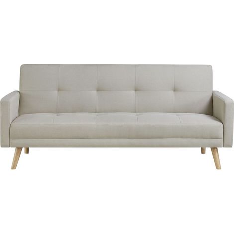 Sofá convertible escandinavo de 3 plazas e tela beige WOODEN