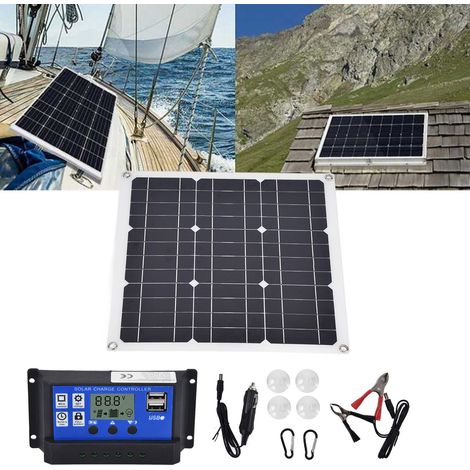 Panneau solaire 30W, contrôleur solaire 10A, alimentation USB 18V/5V, portable pour vélo, camping, randonnée. (1/5)