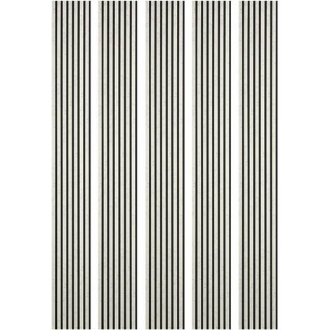 Decoon – Lot de 5 panneaux décoratifs muraux en bois – Dimensions 250 x 30 x 1,9 cm – Décor marbre blanc et feutrine noire – Surface 3,75 m² - BOIS 250 X