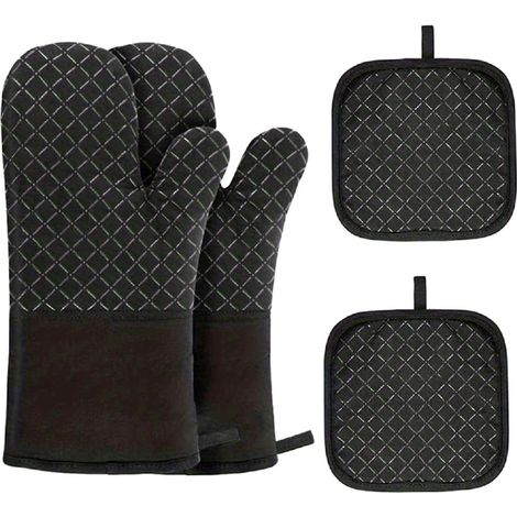 Guantes de algodón para horno microondas, resistentes al calor, antiescaldaduras, antideslizantes y aislantes, ideales para hornear en la cocina. (1/4)