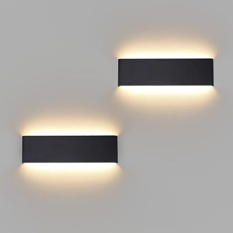 Appliques Murales LED 30CM Aluminium Lampe Murales Chambre Salon Couloirs 910 Lumen Blanc Chaud Noir (1/3)
