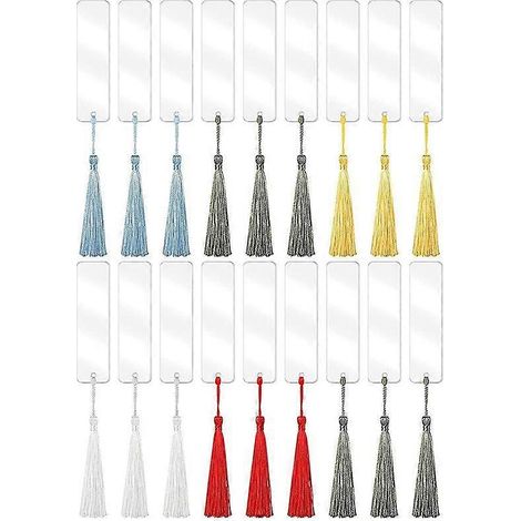 Set mit 30 durchsichtigen Acryl-Lesezeichen und 30 mehrfarbigen Quasten. (1/5)