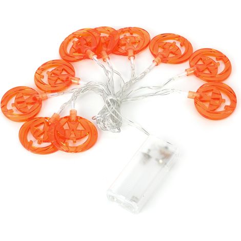 Lichterkette mit Kürbismotiv, 2 m, 10 LEDs, für Halloween-Dekoration, gruselige Partys und Zuhause