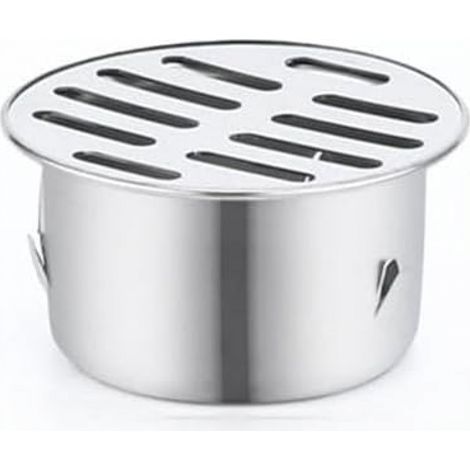 Siphon de sol rond en acier inoxydable, filtre anti-colmatage, siphon de sol de terrasse, siphon de sol de jardin extérieur (diamètre 63 mm)