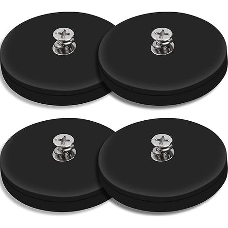 Vier Magnete mit beschichteter Halterung, sicher und kratzfest, schwarze Magnete, lackierte Oberfläche, Gewindemagnete (1/5)