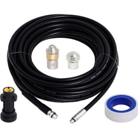 Kit de nettoyage de tuyau d'évacuation pour nettoyeur haute pression avec adaptateur, déboucheur de tube flexible, buse rotative pour nettoyeurs haute pression Karcher，15M (1/4)