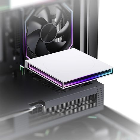 FS-1 PC Case Figurine Stand Plateforme d'étagère RGB PC étagère pour figurines Accessoires d'ordinateur Décor pour jeu de bureau 120 mm (White) (1/5)