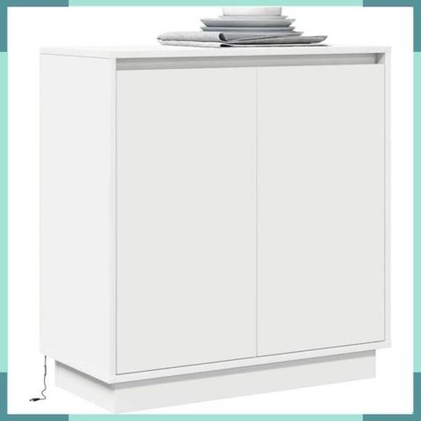 869642 Buffet LED avec porte Blanc 71 x 34,5 x 75 cm Bois d'ingénierie (1/5)
