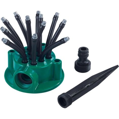 Arroseur de jardin avec 12 bras de pulvérisation flexibles pour un arrosage précis des parterres de fleurs et des pelouses. (1/5)