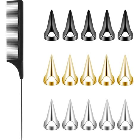 16 Pièces Outil de Séparation des Doigts de Cheveux Distributeur d Aides au Tricotage en Anneaux de Tressage en Métal pour Tresses (1/5)