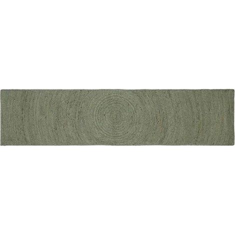 Tapis vert olive, 60 x 300 cm, jute. (1/5)