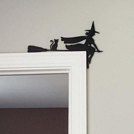 Décoration suspendue - MOTHINESSTO - Halloween - Panneau d'angle de porte - Bois - Noir (1/4)