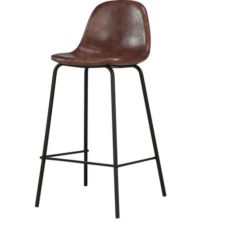 Chaise pour îlot central 65 cm en cuir synthétique marron - HENRIK