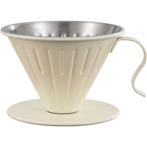 Filtre à café en acier inoxydable blanc en acier inoxydable 304 avec poignée et base, réutilisable, pour le café, design durable et élégant