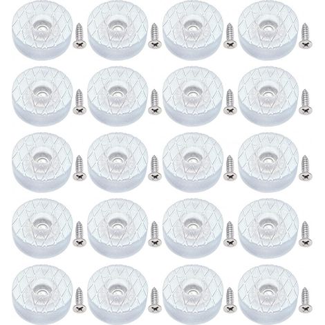 20 protectores de suelo redondos de silicona de 30 mm, antideslizantes y silenciosos, con tornillos, aptos para patas de sofá y cojines de silla.