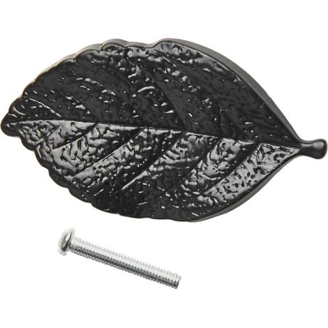 Poignée de meuble en alliage zinc robuste, motif feuille (1/5)