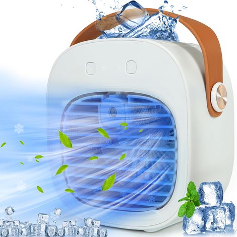 Mini climatiseur portable, 4000 mAh, rechargeable, 3 vitesses de vent, silencieux, petit ventilateur de bureau personnel pour chambre, voiture, maison, camping, voyage et bureau