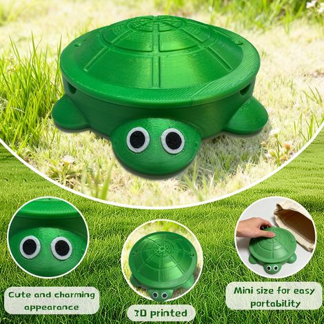 Mini bac à sable de bureau « Tortue » — Bac à sable en forme de tortue avec couvercle, un jardin zen miniature incluant moules et mini-outils — Sable non inclus (Vert)