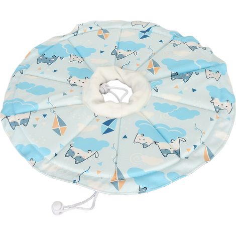 Konisches Katzenhalsband mit verstellbarem Kordelzug, verhindert Lecken und Beißen, wasserdicht und atmungsaktiv, elisabethanischer Stil, blau, Größe M. Halsumfang: 20-32 cm, Tiefe: 12,5 cm. (1/5)