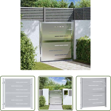 Portail en acier inoxydable - Porte de Jardin Argenté 85 x 97 cm Acier inoxydable (1/5)