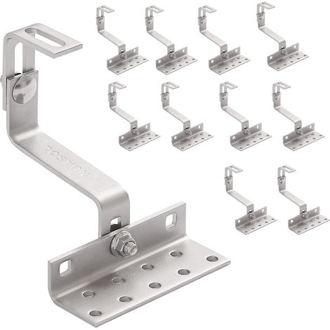 NuaFix 10er-Pack A2-Dachhaken für Photovoltaik-Solarmodule, 3 verstellbare Positionen, 1.4016 Edelstahl, Z-Winkel, NS-HE-RH10X (1/5)