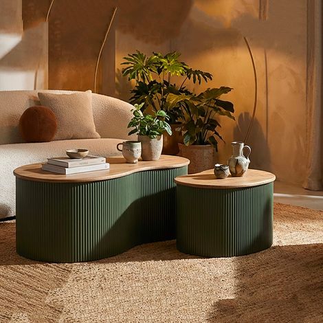 Couchtisch-Set Kashan, 2er Set, Tischplatte Braun, Gestell Metall, 37x58x92h cm Eichenbraun (1/5)